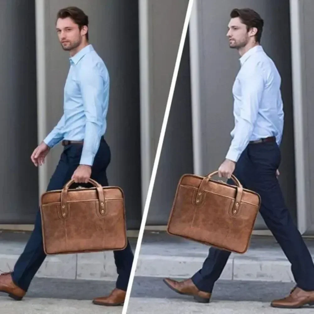 NEW Bosi Leather Briefcases 15.6 Inch